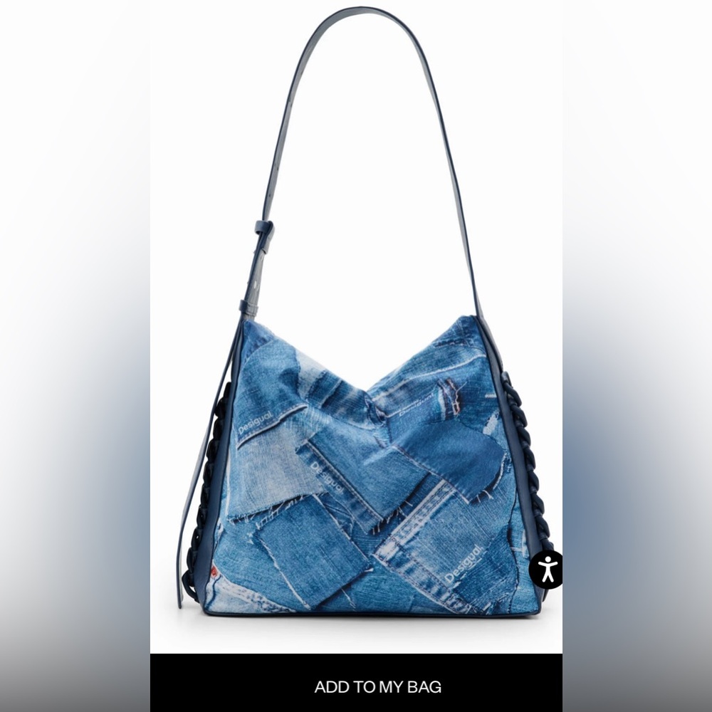 Desigual Denim Patchwork Shoulder Bag NWT